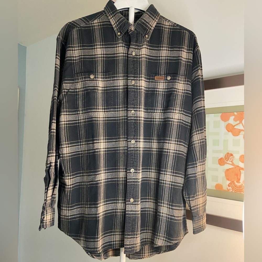 Carhartt Black and Tan Plaid Shirt